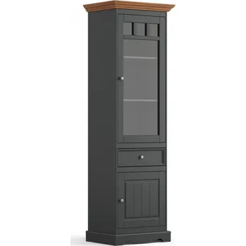 Knihovna Vitrína LUNO úzká pravá grafit/dub