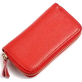 Peněženka Kožená vintage peněženka s klíčenkou | multifunkční pouzdro - červený