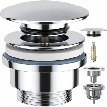 VÝPUSTNÝ VENTIL UMYVADLA CHROM KLIK-KLAK Univerzální MOSAZNÝ pro umyvadlo