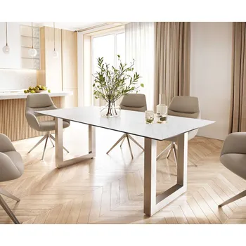 Jídelní stůl Jídelní stůl Edge 200x100 cm keramika Laminam® Statuarettio bílá