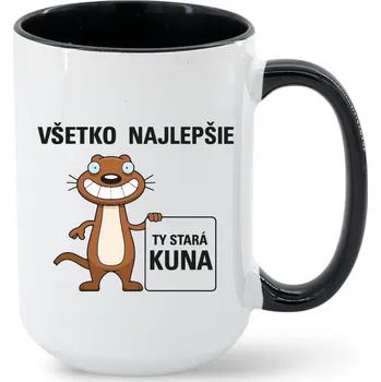 Narozeninový hrnek - Vše nejlepší Ty stará kuno, Barva Černá, Velikost 450 ml, Canvas Keramický hrnek MAX - barevný vnitřek a ucho Bezvatriko.cz 1532