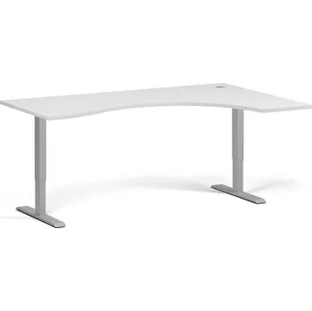 Počítačový stůl Ergonomický výškově nastavitelný stůl, 180x120 cm, 1 motor, L/P, šedá podnož, bílá