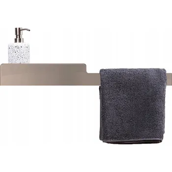 Drátěná police Skleněná polička do koupelny, sprchová Naomi 60cm Pravá Černá + béžové sklo