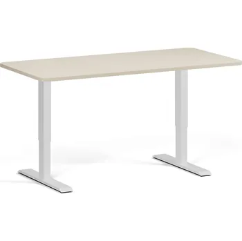 Počítačový stůl Polohovací stůl se zaoblenými rohy, 160x80 cm, 1 motor, bílá podnož, bříza