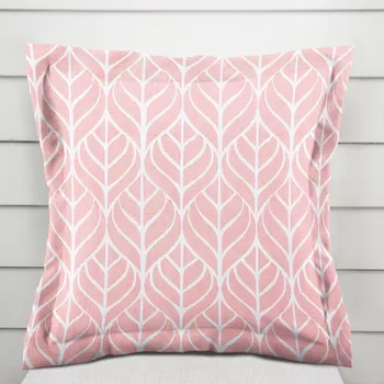 Povlak na polštářek Bavlněný povlak na polštář s lemem Sandra SA-211 Listy na starorůžovém 35 x 45 cm