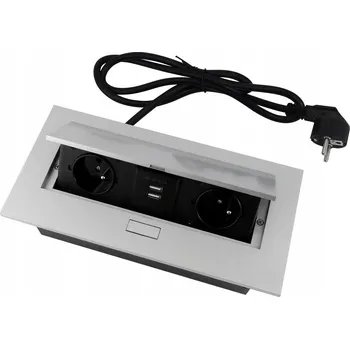 Elektrická zásuvka Stříbrná stolní USB Elektrická Zásuvka Heros