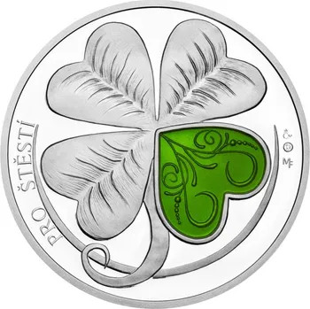 Stříbrná medaile čtyřlístek pro štěstí