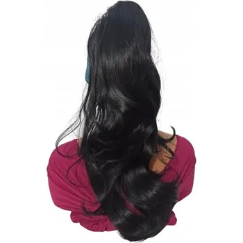 Paruka Příčesek, příčesek 60 cm vlnité černé vlasy na banánu / ultralehký