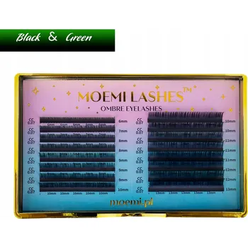 Umělé řasy Řasy Moemi Lashes Ombre Black&Green 16 proužků CC 0.10 MIX (6-13 mm)