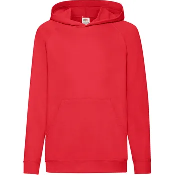 Chlapecká mikina Fruit of the Loom Dětská mikina Lightweight s kapucí Červená 128 (7-8)