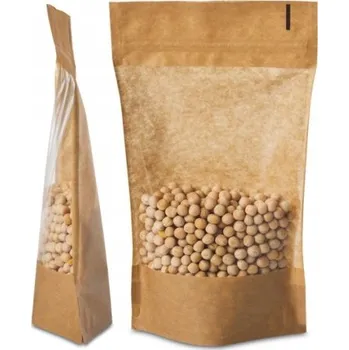 Jednorázové nádobí Papírový kraftový sáček Doypack 100 ml 50 Ks s okénkem