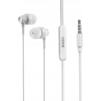 Sluchátka VIDVIE Drátová sluchátka s vestavěným mikrofonem a tlačítky, 3.5mm, BÍLÁ