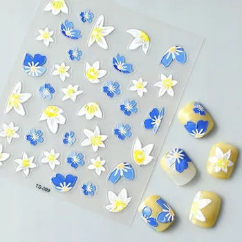 samolepka Samolepicí Vypouklé 3D Samolepky na Nehty Vzory KVĚTINY