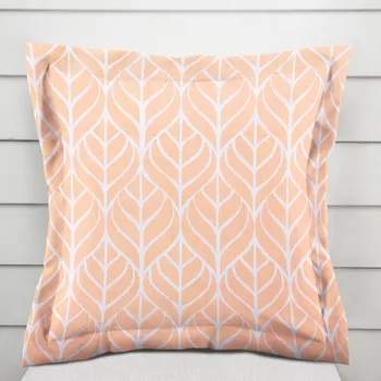 Povlak na polštářek Bavlněný povlak na polštář s lemem Sandra SA-213 Listy na meruňkově oranžovém 30 x 50 cm