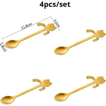 Příbor 4dílná sada mini nerezových lžiček pro kávu | kuchyňské potřeby 4 ks - 4ks zlaté
