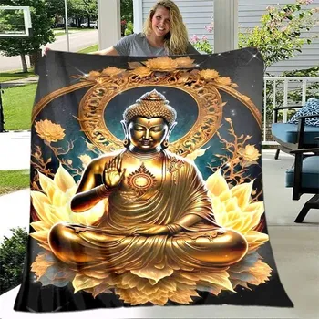 deka Flanelová deka s motivem buddhy | pléd do ložnice - 15,150 x 200 cm