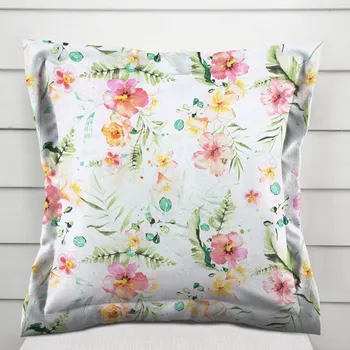 Povlak na dekorativní polštářek Bavlněný povlak na polštář s lemem Sandra SA-283 Havajské květy 30 x 50 cm