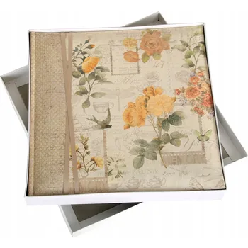 Fotoalbum Album na fotografie k vlepování malý 24x24 květy béžový