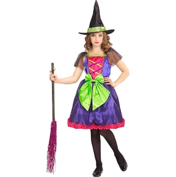 Karnevalový kostým Dívčí kostým čarodějnice s mašlí - Pro věk 5-7 let