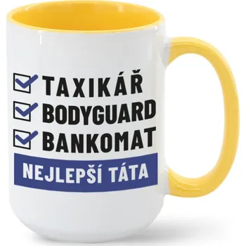 Hrneček - Nejlepší táta, Barva Žlutá, Velikost 450 ml, Canvas Keramický hrnek MAX - barevný vnitřek a ucho Bezvatriko.cz 0501