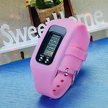 Hodinky Sportovní hodinky s krokoměrem | silikonové hodinky, unisex - Růžová