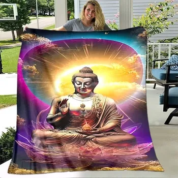 deka Flanelová deka s motivem buddhy | pléd do ložnice - 25,150 x 180 cm