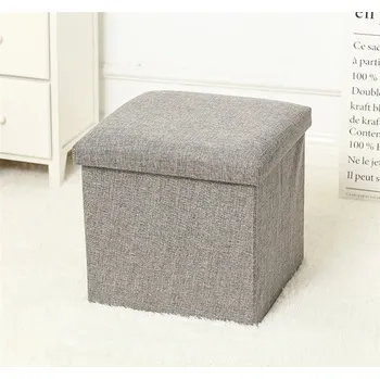 Úložný box Skládací textilní úložný box s víkem | úložná stolička, organizér na hračky - 1ks šedý