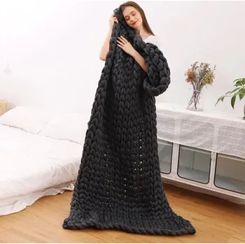 deka Tlustá pletená deka z merino vlny | teplá pokrývka - barva obrázku-365458,50x50 cm