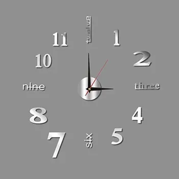 Hodiny Název: Velké moderní 3D nástěnné hodiny DIY - stříbrné hodiny-A