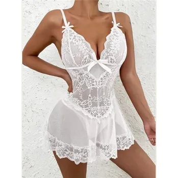 Dámská erotická košilka Erotické prádlo | sexy noční košilka - Bílá,S