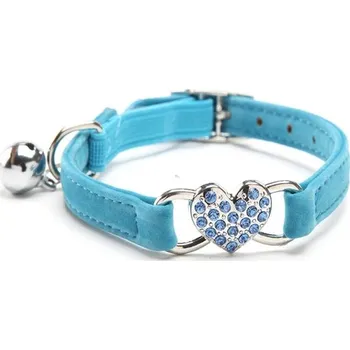 Obojek pro psa Nastavitelný kočičí obojek srdíčko a zvonek | chovatelské potřeby - modrý