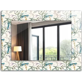 Zrcadlo Ozdobné zrcadlo do domu, bytu, kanceláře XXL 80x60 cm Květinový vzor akvarel