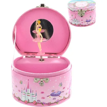 Šperkovnice Šperkovnice hrací skříňka kulatá s panenkou baletkou na natažení karton