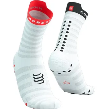 Běžecké oblečení Compressport ponožky Pro Racing Run Ultralight - bílá/neonově červená Velikost: M