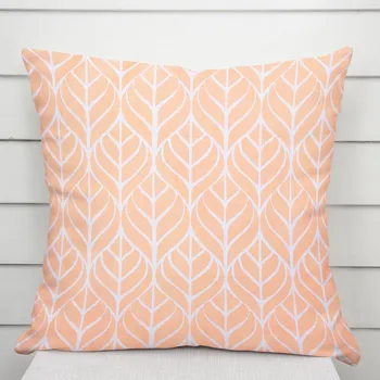 Povlak na dekorativní polštářek Bavlněný povlak na polštář Sandra SA-213 Listy na meruňkově oranžovém 35 x 45 cm