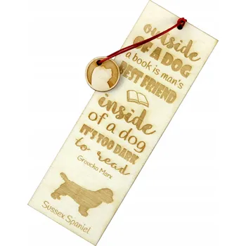 Doplněk ke knize Sussex Spaniel - gravírovaná záložka do knihy se psem, jméno psa
