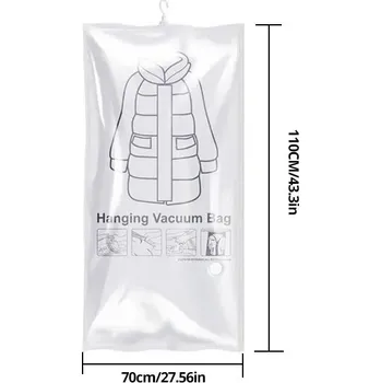 Úložný box Závěsný vakuový pytel na oblečení | Úložný vak na oděv - Bílá 110x70 1ks