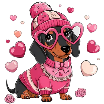 Nášivka NAŽEHLOVAČKA - Valentýnský jezevčík