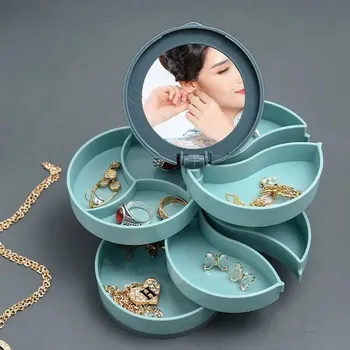 Šperkovnice Elegantní otočný úložný stojan na šperky | multifunkční box - 1ks modrá