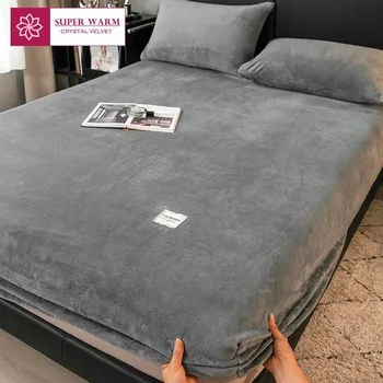 Prostěradlo Teplé zimní froté prostěradlo fleece | zimní povlečení | luxusní prostěradlo - barva obrázku-2,2ks povlak na polštář 48x74cm