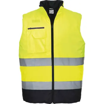 PORTWEST Zateplená dvoubarevná Hi-Vis vesta výprodej Velikost: 2XL, Barva: žlutá-námořní modrá