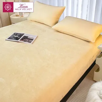 Povlečení Zimní hřejivé elastické prostěradlo z plyše | hřejivé povlečení - barva obrázku-10,90x200x10cm 1ks