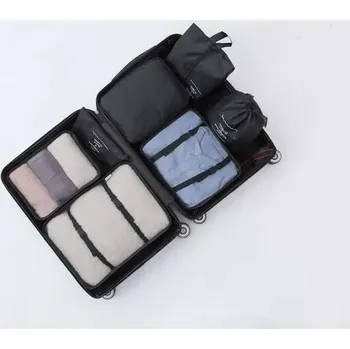 Cestovní taška Sada 7 cestovních úložných tašek | organizér na oblečení 7 ks - 7ks černá