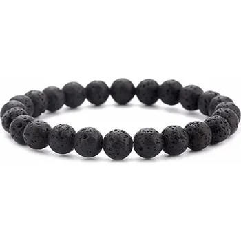 Náramek MINO Lava - Minerální náramek - Černá láva 8 mm