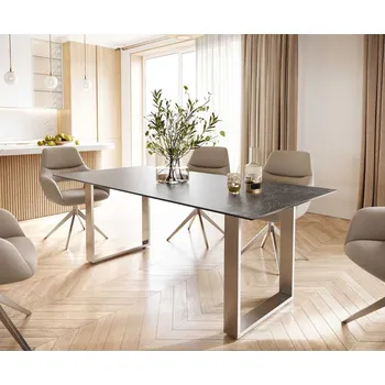 Jídelní stůl Jídelní stůl Edge 200x100 cm keramika Laminam® Nero Greco šedá úzká