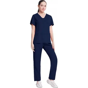 DÁMSKÝ ZDRAVOTNICKÝ KOMPLET SCRUB UNIFORM MODEL 42025 TMAVĚ MODRÝ VELIKOST S