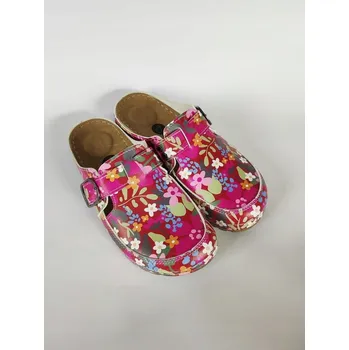 Dámské pantofle Anatomické pantofle s 5bodovou podporou a páskem - vzor barevné květiny, velikost 43