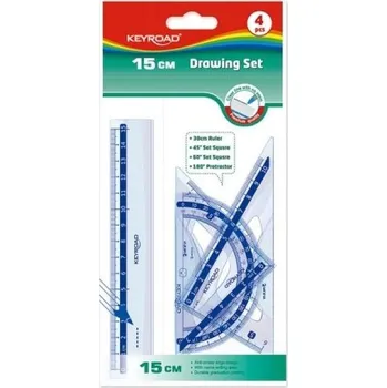 Set školních potřeb Zestaw geometryczny transparentny 4el