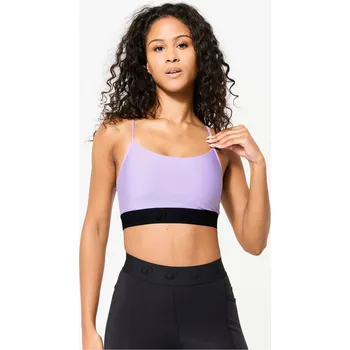 Podprsenka DECATHLON Dámská podprsenka s překříženými ramínky lehce zpevňující M FIALOVÁ|ČERNÁ