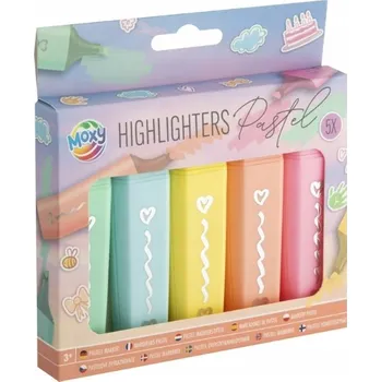 Umělecký štětec Zvýrazňovač PASTELOVÝ 5 barev, sada MOXY